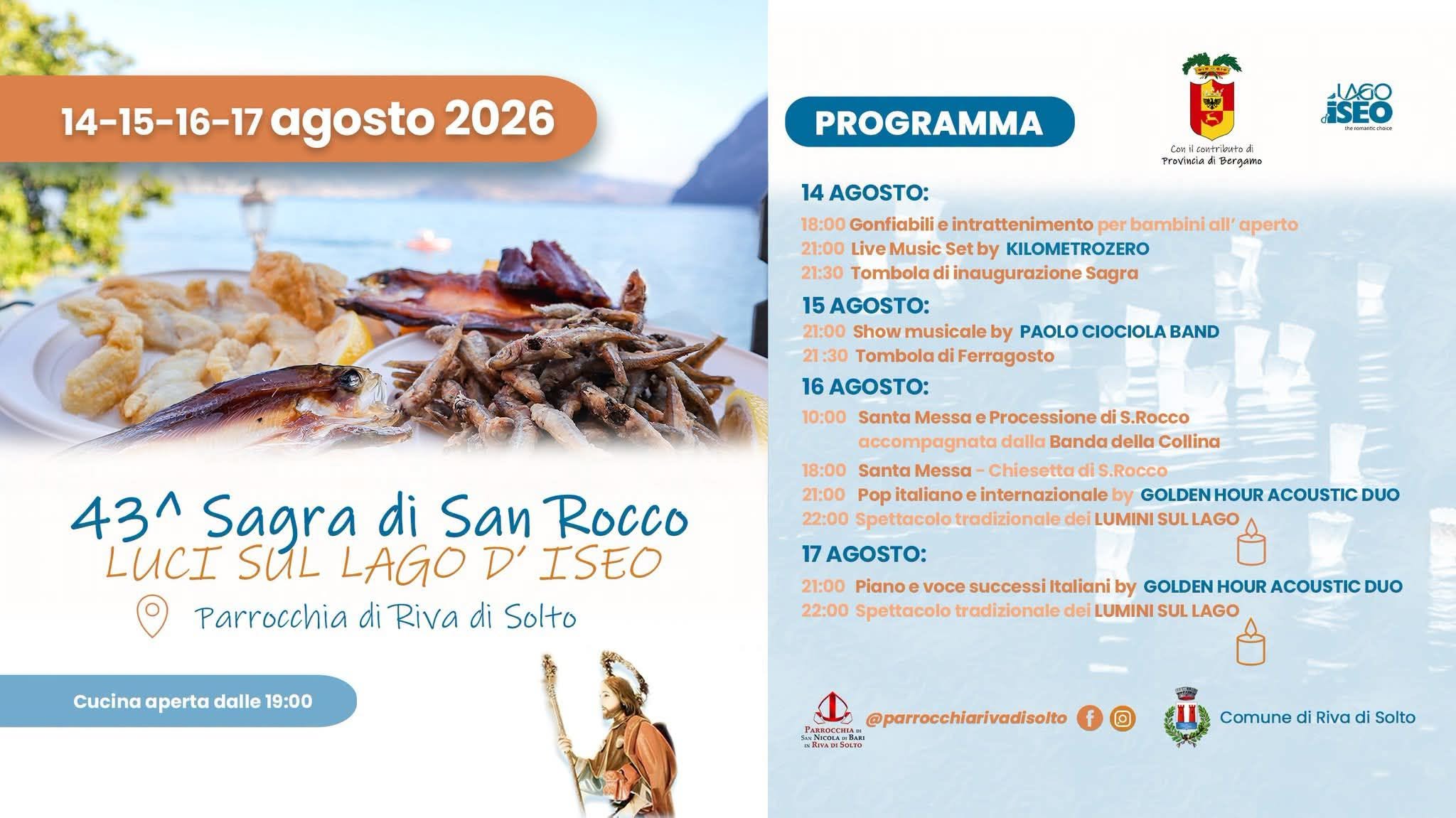 Locandina di 43^ Sagra di San Rocco - LUCI SUL LAGO D'ISEO