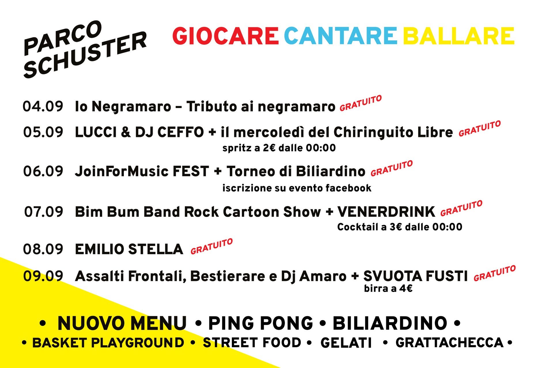 Locandina di Parco Schuster - Giocare Cantare Ballare