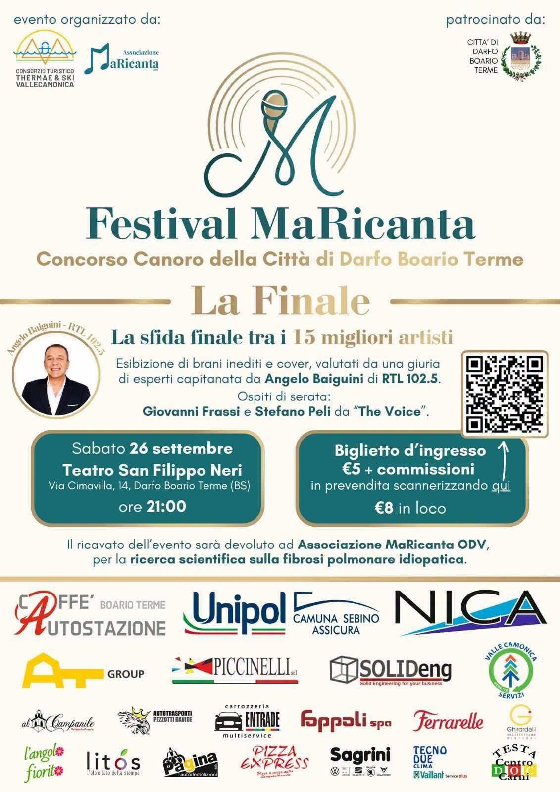 Locandina di Festival MaRicanta - Concorso Canoro della Città di Darfo Boario Terme - La Finale