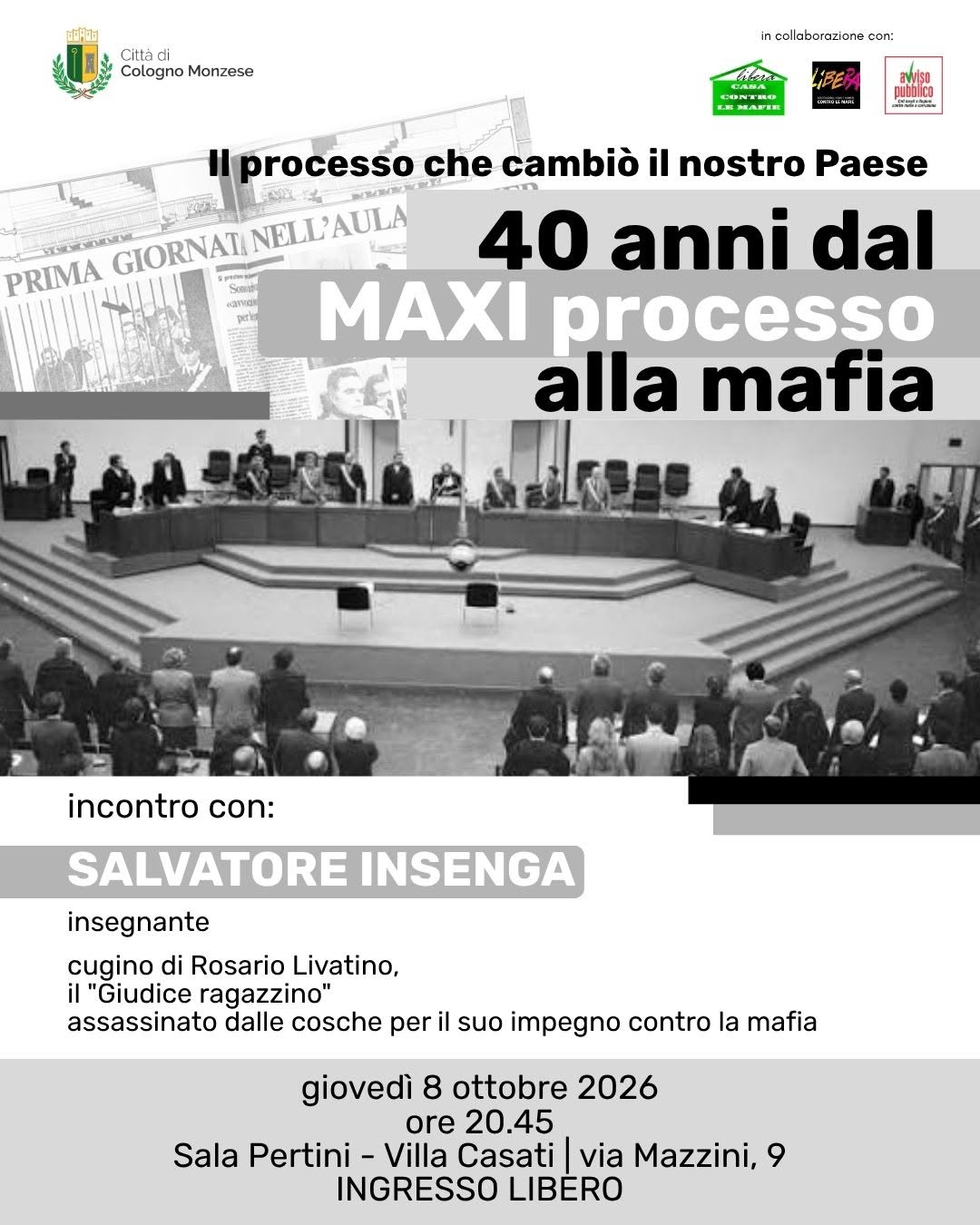 Plakat von Il processo che cambiò il nostro Paese - 40 anni dal Maxi processo alla mafia