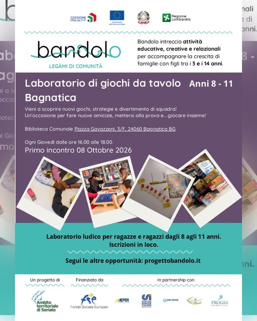 Plakat von LEGAMI DI COMUNITÀ - Laboratorio di giochi da tavolo