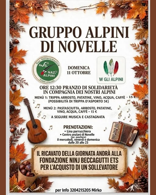 Affiche de Pranzo di Solidarietà Gruppo Alpini di Novelle