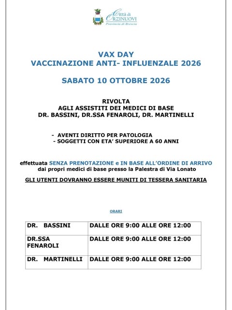 Poster for VAX DAY - VACCINAZIONE ANTI-INFLUENZALE 2026